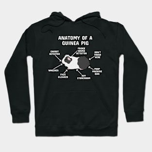 Anatomy of a Guinea Pig: Black and White Abyssinian (White Text) Hoodie